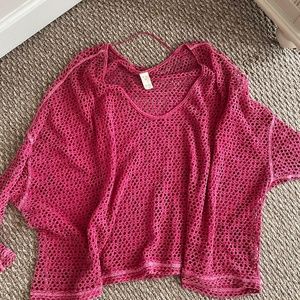Free People crochet pink top